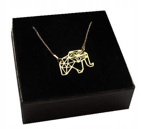 

Złota celebrytka słoń słonik Origami srebro 925