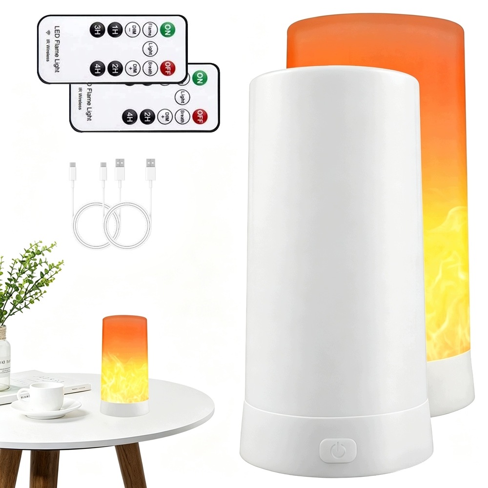 Led lampy s efektem plamene – 2x dekorativní bateriové noční lampičky
