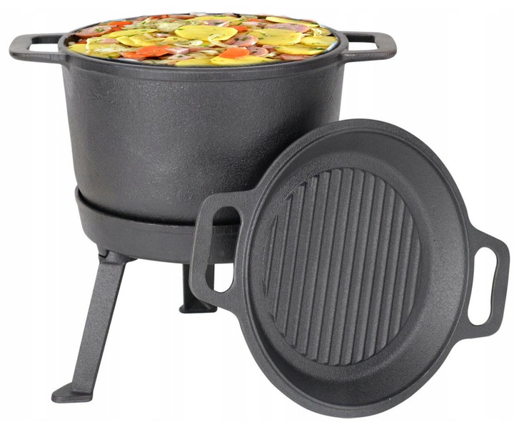 Kociołek Żeliwny 8 L Garnek Myśliwski Węgierski na Pieczonki Ognisko Grill