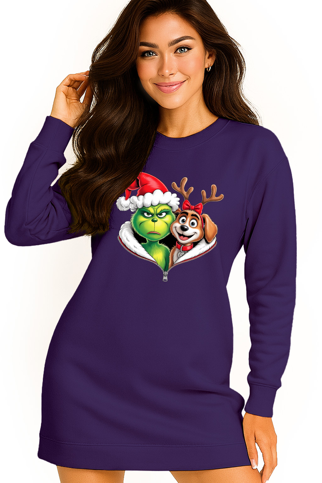 Mikina Dámská Vánoční Oversize Šaty Grinch Sob Dárek Vánoce S