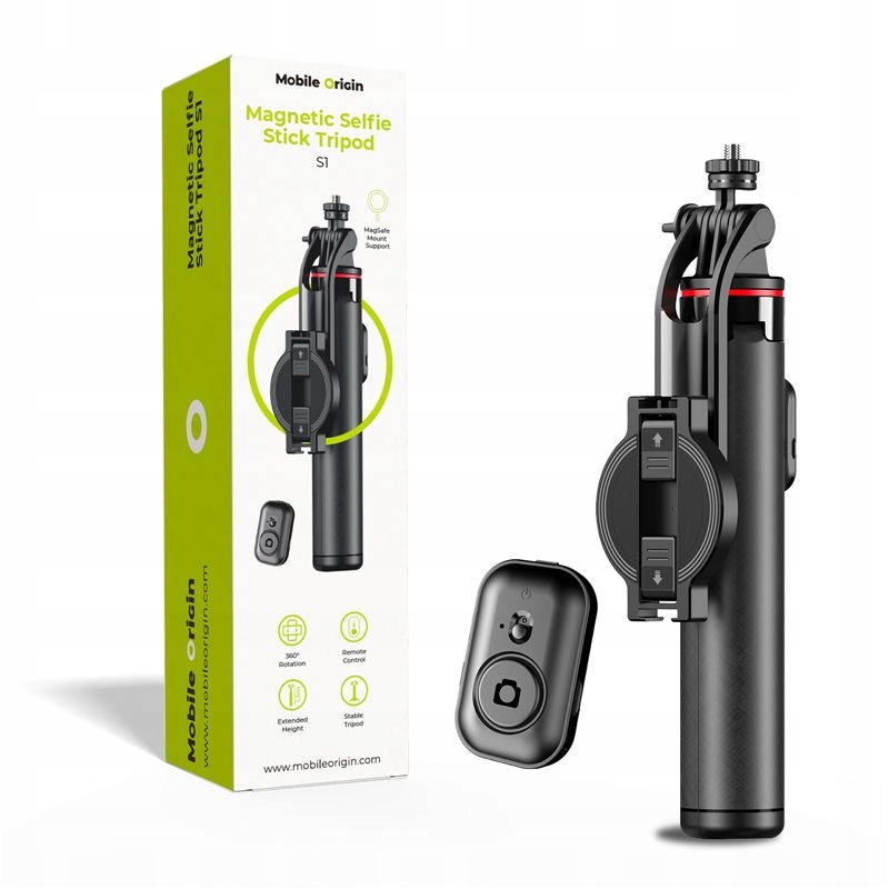 MOBILE ORIGIN STATYW SELFIE STICK MAGNETYCZNY DO TELEFON SMARTFON 3 FUNKCJE