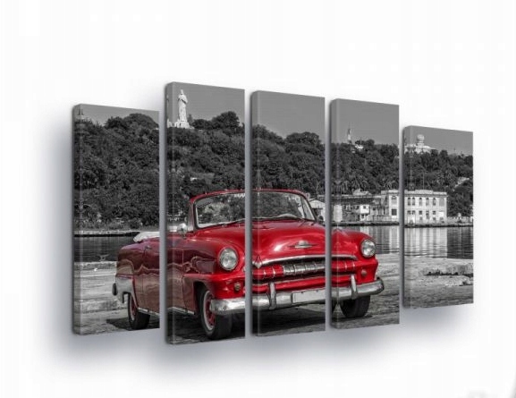Obraz 150x100 Klasický červený kabriolet vintage retro automobil Havana
