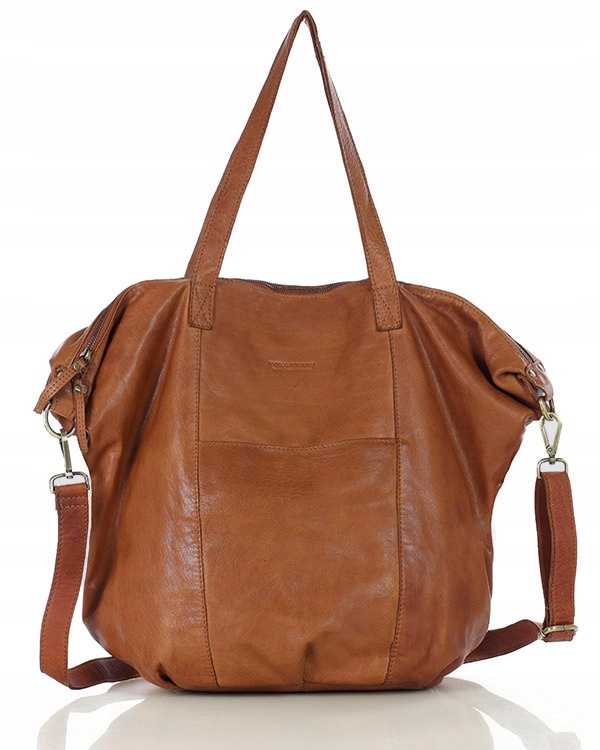 Torba damska skórzana shopper z kieszeniami