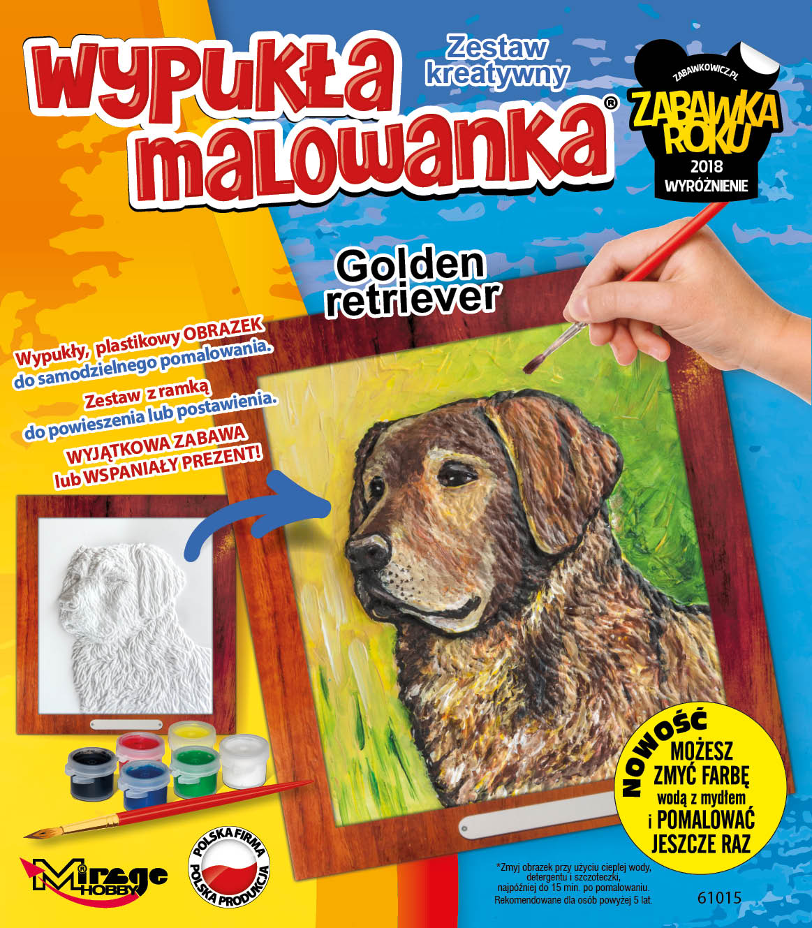 

Wypukła Malowanka Pies Golden Retriever Zestaw Kre