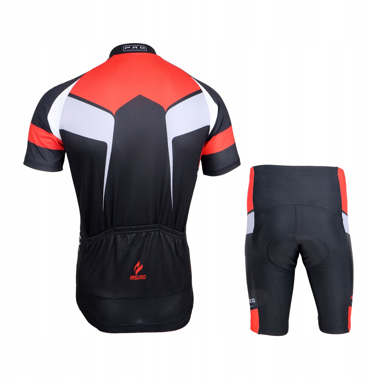 STRÓJ ROWEROWY KOSZULKA + SPODENKI ROWEROWE KOMPLET KOLARSKI S2 ARSUXEO XXL Właściwości antybakteryjne bezszwowe elementy odblaskowe ochrona UV oddychające odprowadzające wilgoć szybkoschnące termiczne
