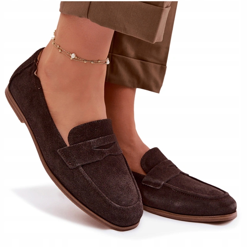 Mokasyny Damskie Z Natualnego Zamszu Vinceza 18122 Czekoladowe 41