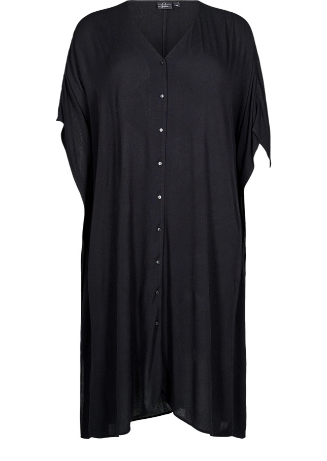 Zizzi Vzdušné Černé Šaty Oversize Knoflíky 815A 54