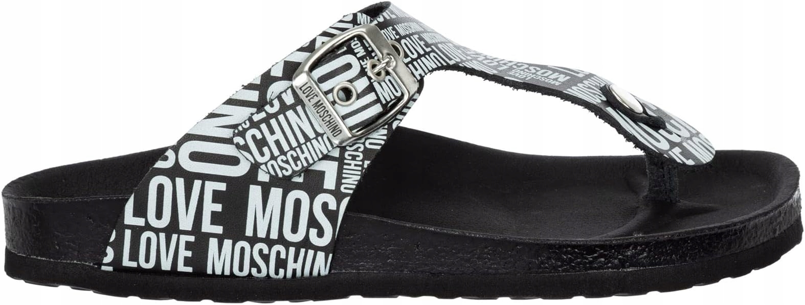 Love Moschino Černé Žabky S Nápisem A Kovovou Sponou 41 U1A