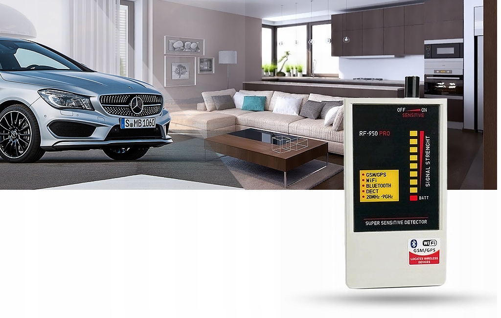 WYKRYWACZ PODSŁUCHÓW GSM I LOKALIZATORÓW GPS KAMER Model RF950PRO
