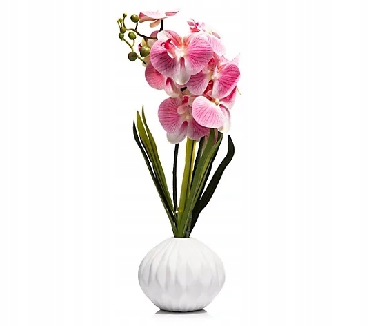 

Różowy storczyk Led biała doniczka orchidea 55 cm