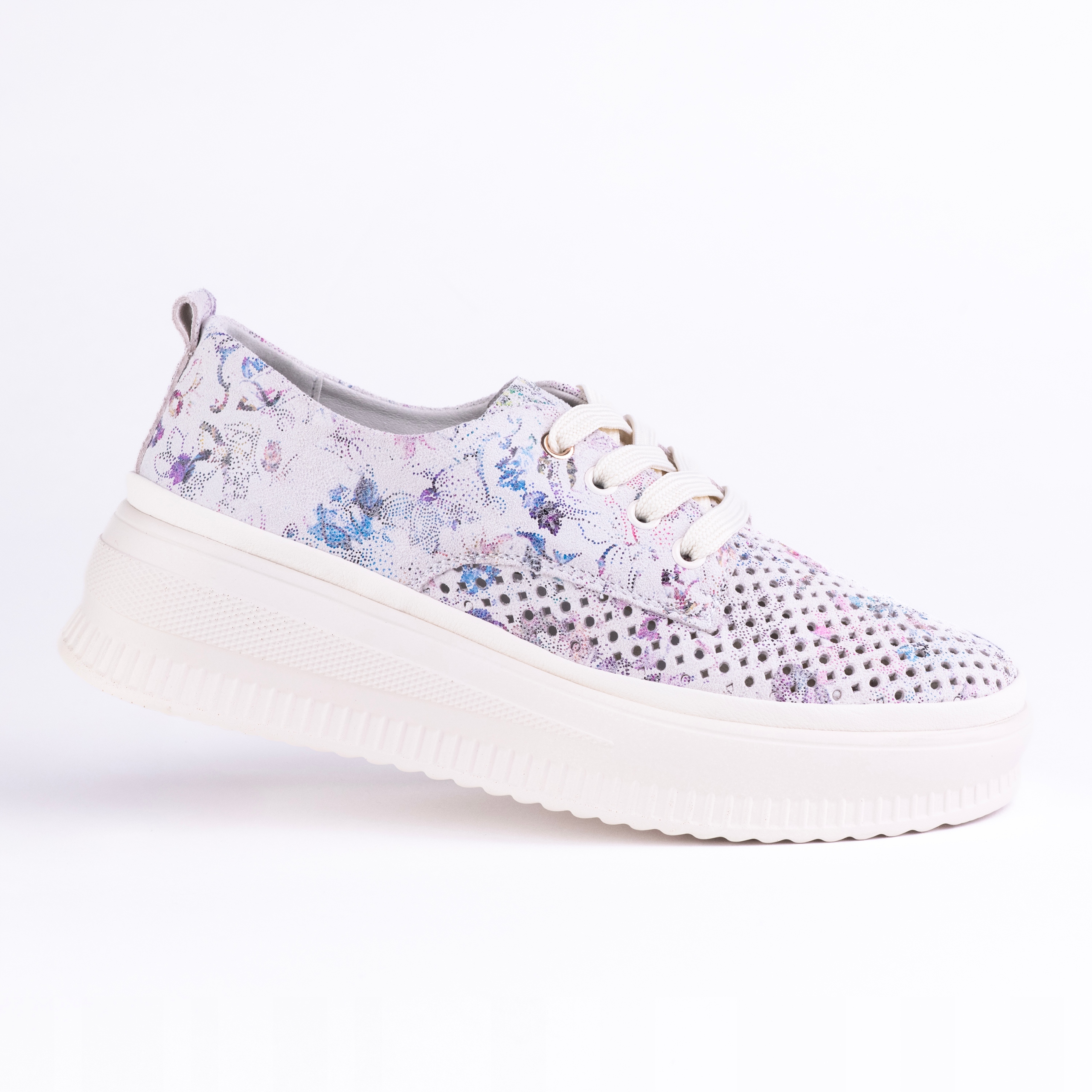 Półbuty damskie sportowe Goodin GD-XF-240 ażurowe skóra lekkie kwiaty 38