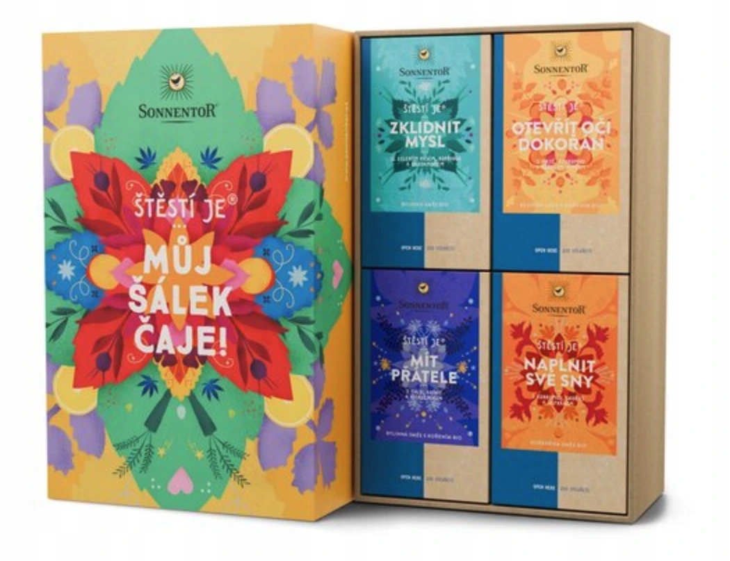 Levně Sonnentor Dárková kazeta čajová, Štěstí je můj šálek čaje!