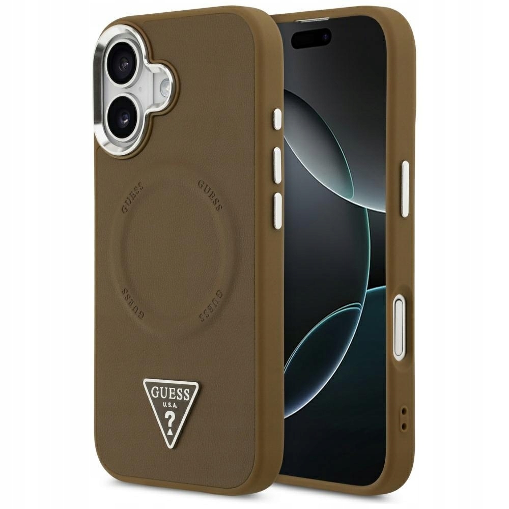 Etui Guess Triangle Logo MagSafe na iPhone 17 brązowe Guess