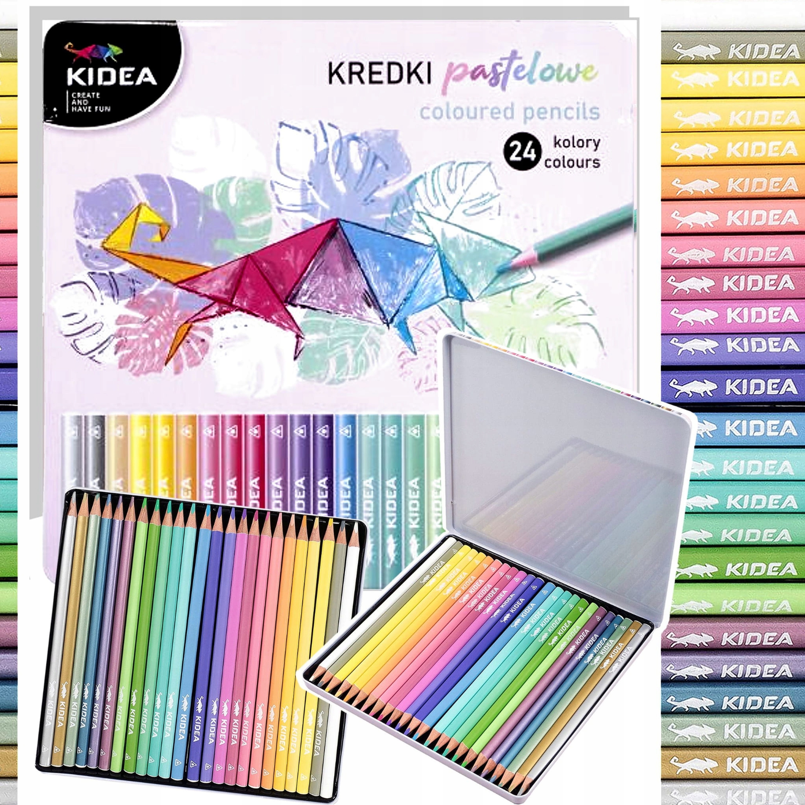 KREDKI PASTELOWE W METALOWYM PUDEŁKU KIDEA 24 KOL