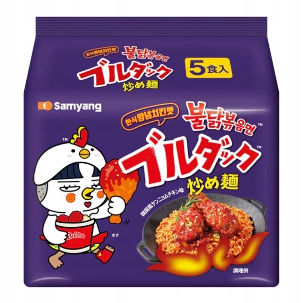 Levně Jídlo s příchutí ostrého kuřecího masa Yangnyeom Buldak 5 x 125 g Samyang Japan