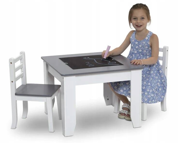 

Biały Siwy Stolik Stół Krzesła Dzieci Tablica