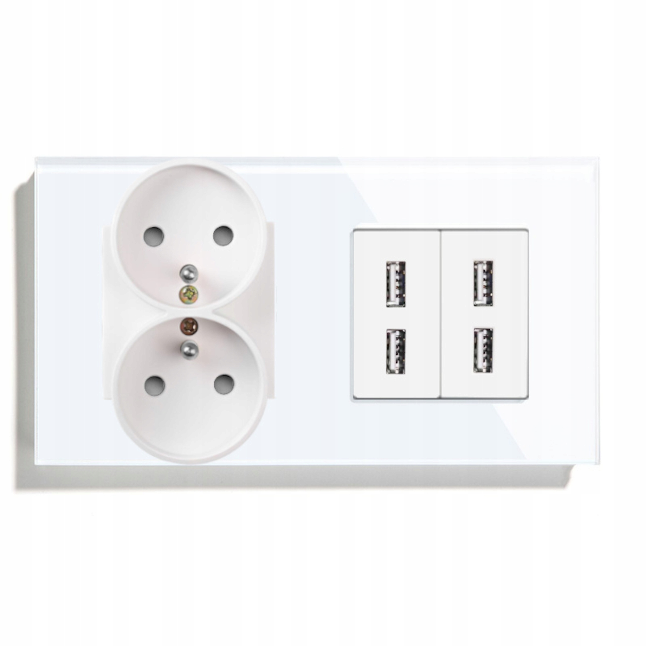 Elektrická Dvojitá Skleněná Zásuvka S Nabíječkou 4x Usb A 2.4A