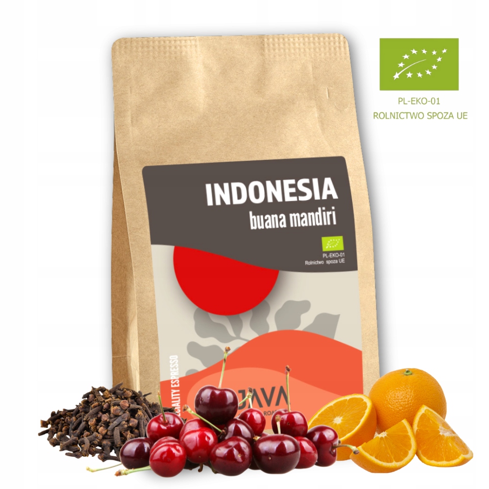 Levně Káva zrnková Organic Indonesia Buana Mandiri 500 g tmavě pražené espresso