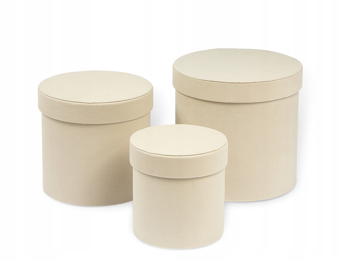 FLOWER BOX WELUR KREMOWY KOMPLET 3 SZT