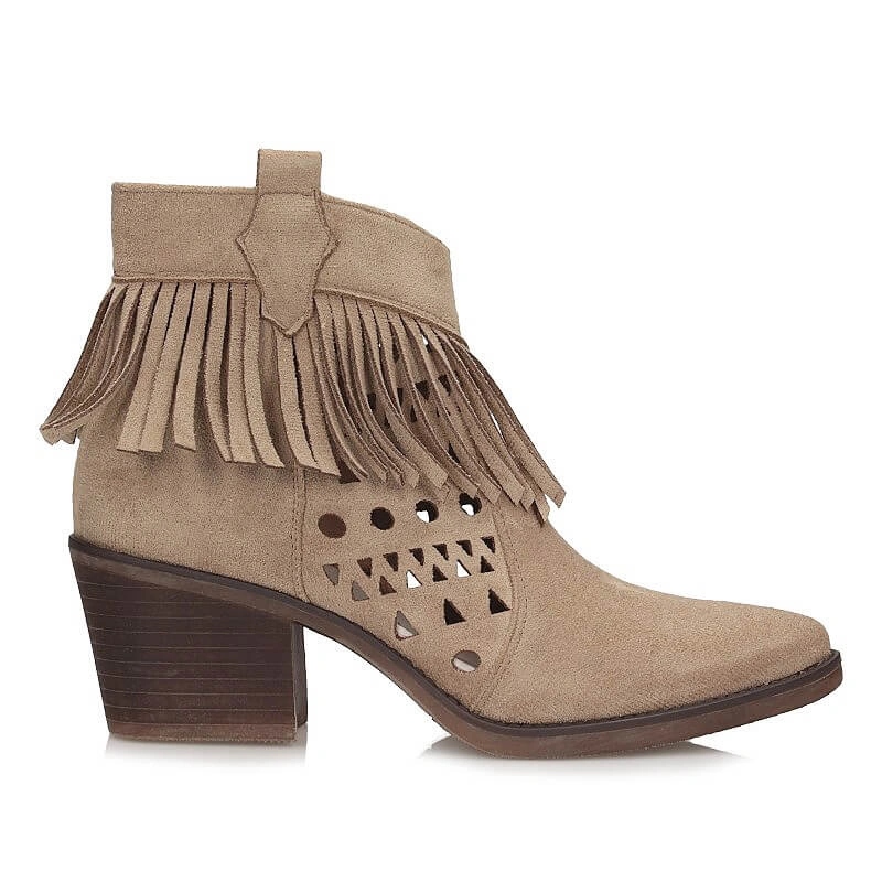 Ažurové Dámské kotníkové boty M.Daszyński SA62-102 béžové