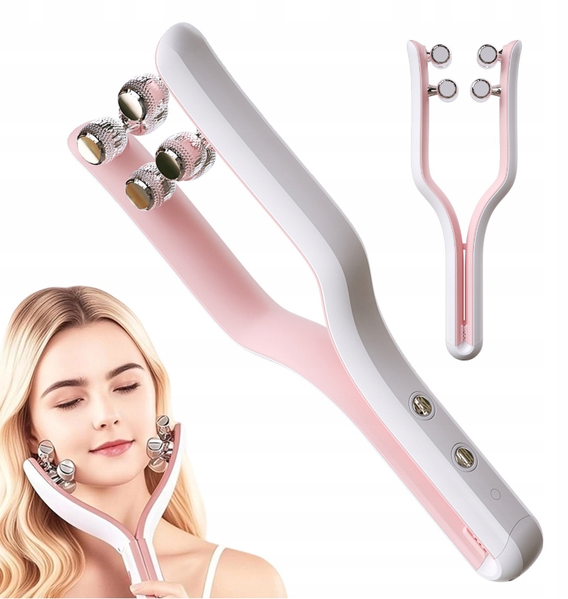 Masážní Přístroj Ems 3.7V Růžový Pro Lifting Obličeje A Zesvětlení Pleti