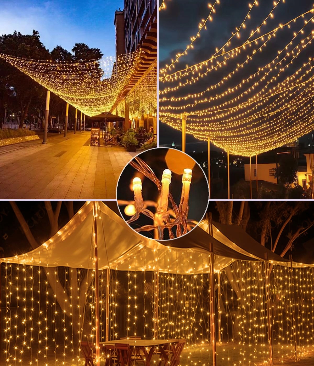 YOMISTAR Kurtyna Świetlna Z Timerem 8 Trybów Wodoodporna 6x3m 600 LED — miniatura 3