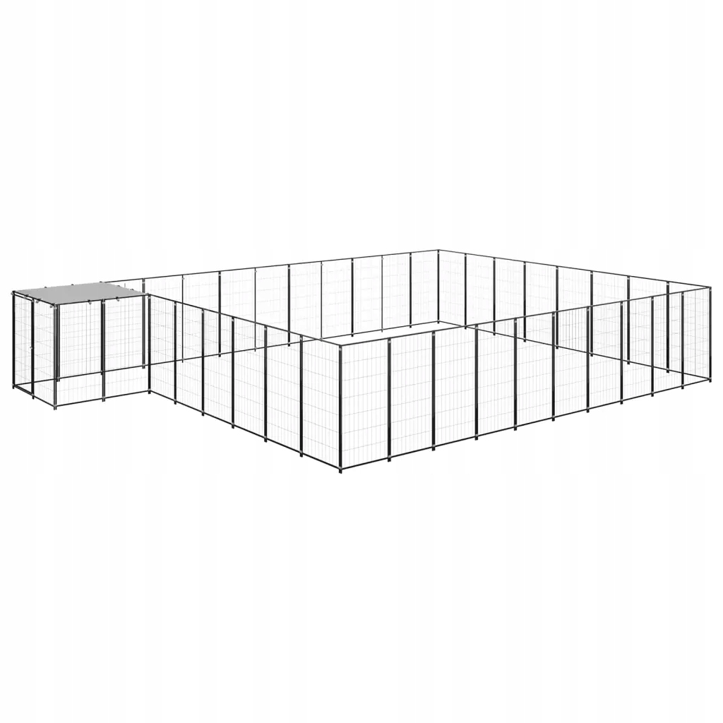 Levně Kotec pro psa, černá, 25,41 m², ocelová