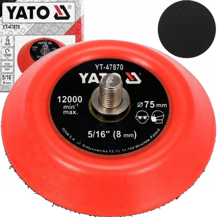 Talerz Polerski 75MM Tarcza Dysk Z Rzepem 5/16