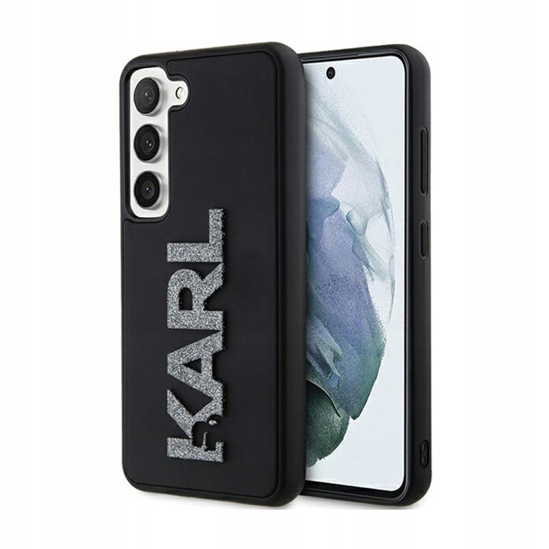 Karl Lagerfeld 3D Rubber Glitter Logo Pouzdro pro Samsung Galaxy S23+ (černé)