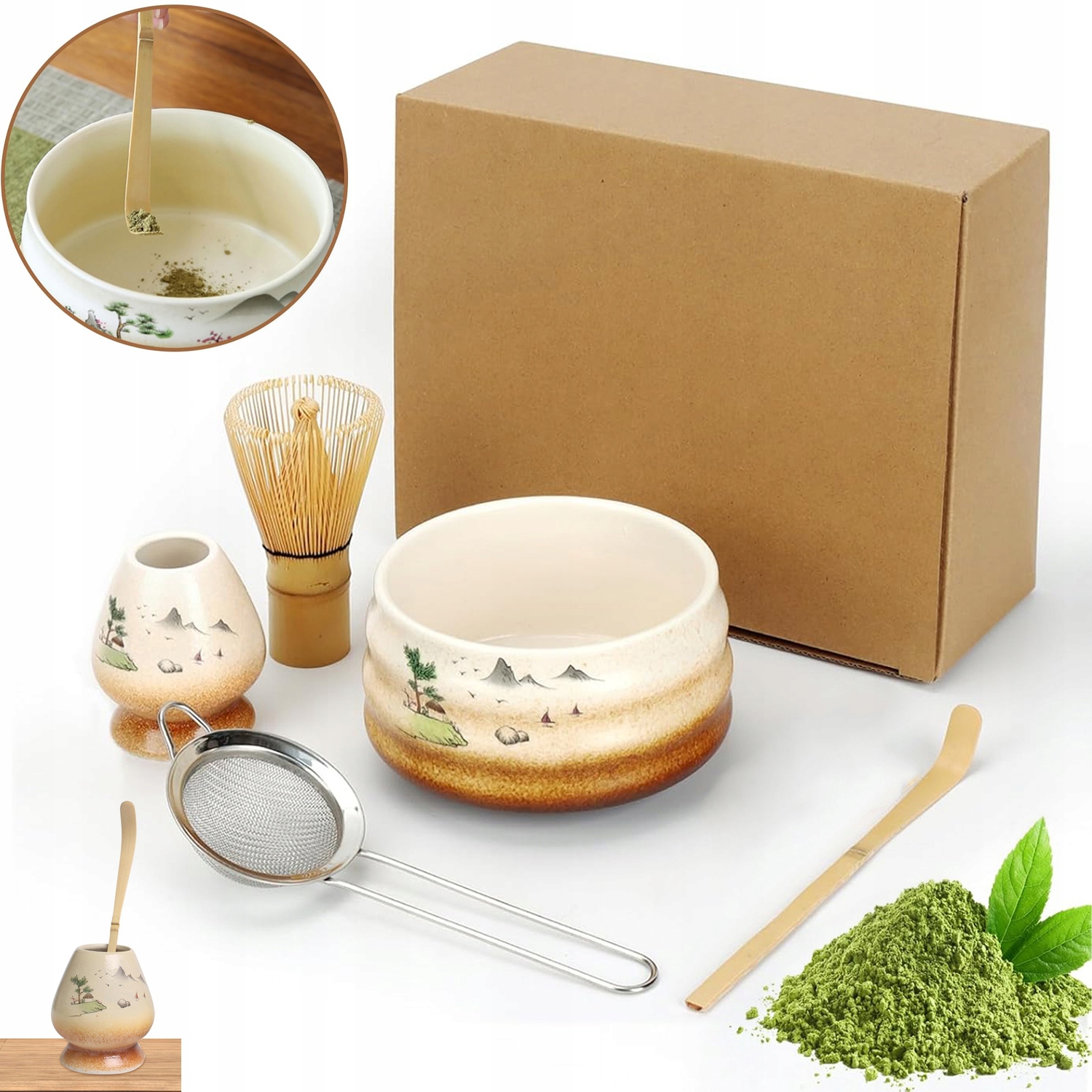 Levně Startovací Sada Matcha Čajová Sada Matcha Na Koště Čištění 5KS