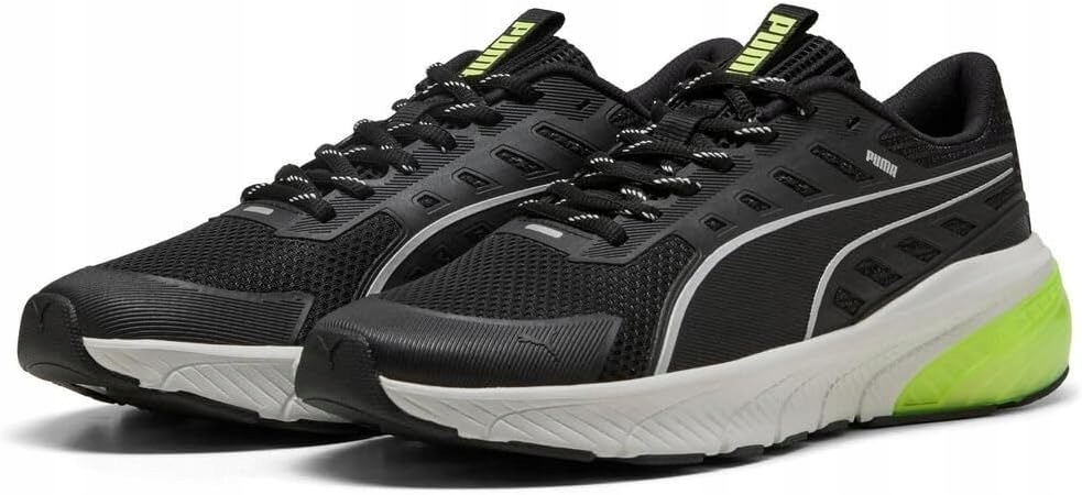 Puma Sportovní Černé Boty Se Síťkou A Zeleným Akcentem 38 J0D