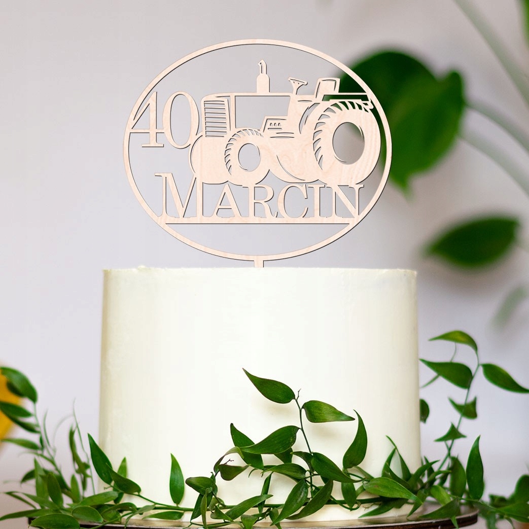 TOPPER TRAKTOR CIĄGNIK NAPIS TORT URODZINY SREBRNY Rodzaj ozdoby waflowe