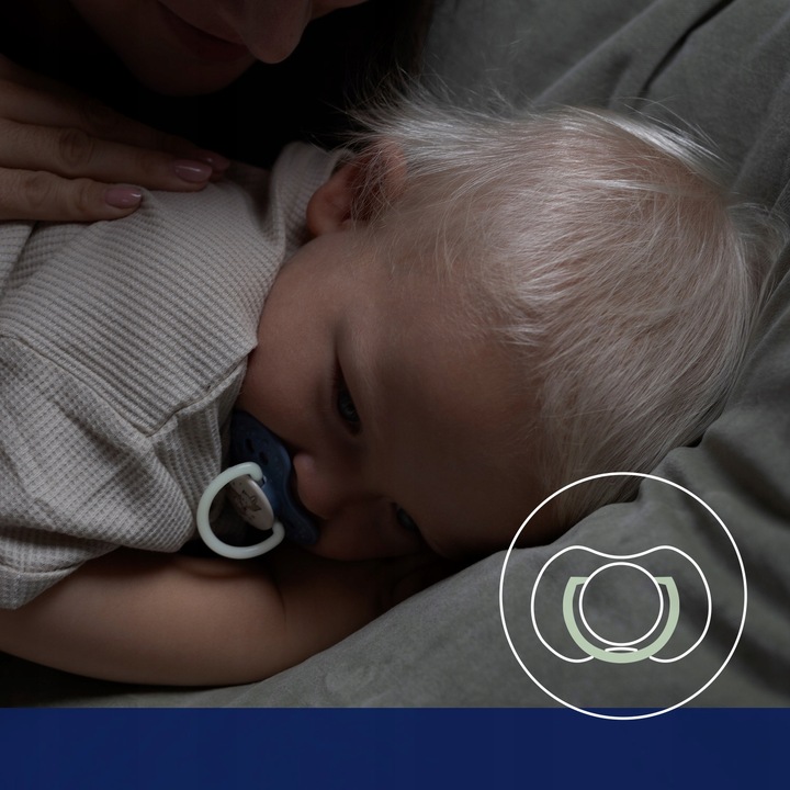 LOVI SMOCZEK DYNAMICZNY USPOKAJAJĄCY 18m+ ŚWIECI W CIEMNOŚCI 2szt Informacje dodatkowe nasadka na smoczek nie zawiera BPA