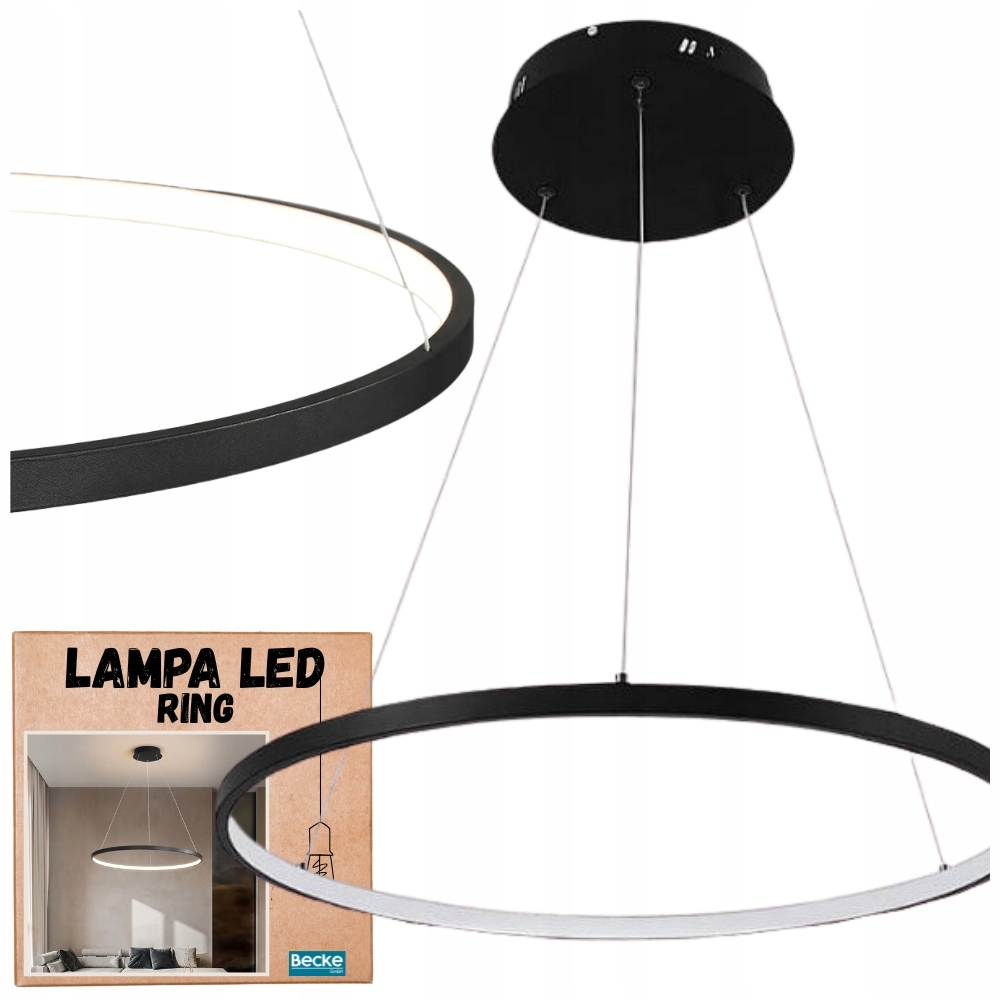 Stropní svítidlo ring led černá matná 25W moderní industriální závěsná dlouhá