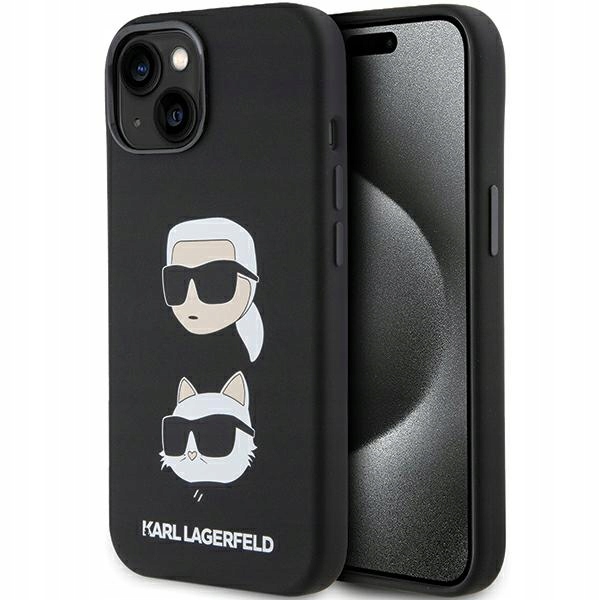 Pouzdro pro iPhone 15 Plus Karl Lagerfeld Silicone Karl&Choupette Černé