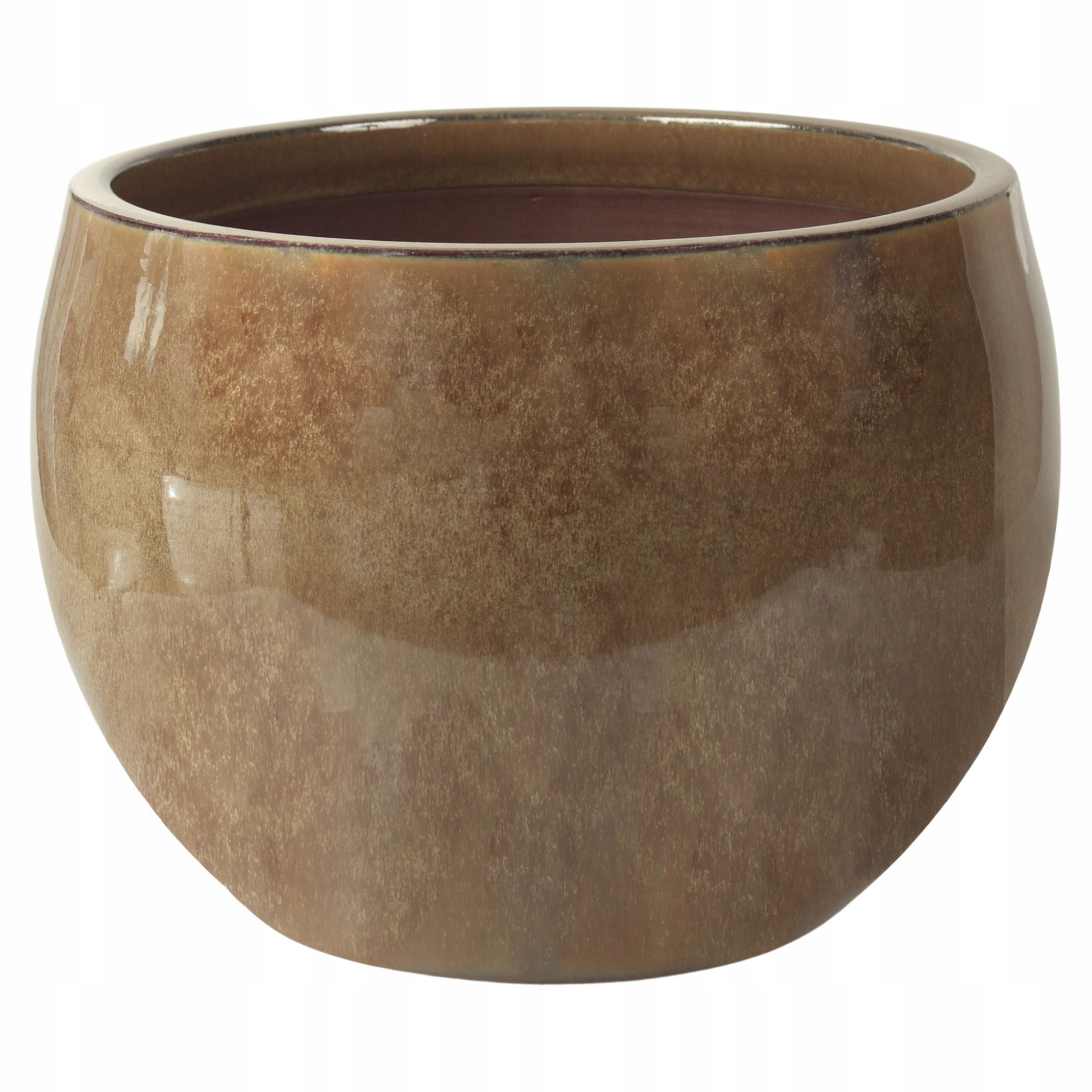 Donica ceramiczna mrozoodporna szkliwiona ciemny brąz ogrodowa H:27x38cm