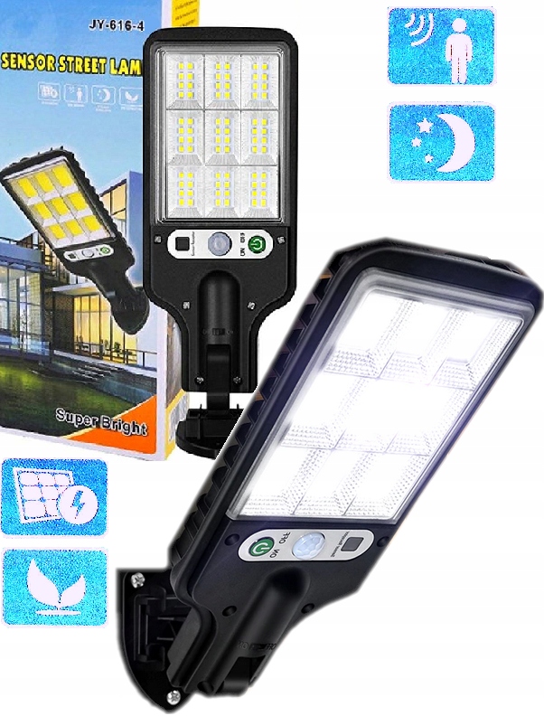 LATARNIA SOLARNA ZEWNĘTRZNA LAMPA LED OGRODOWA CZUJNIK RUCHU i ZMIERZCHU