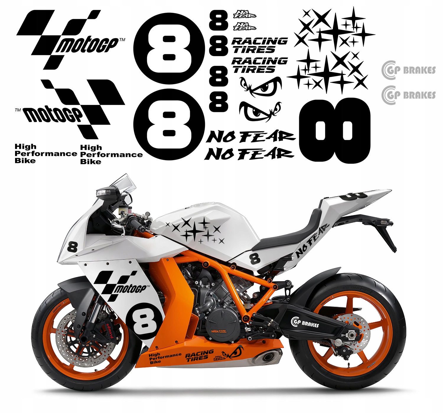 

Zestaw Naklejek uniwersalnych na Motor Ścigacz Gp