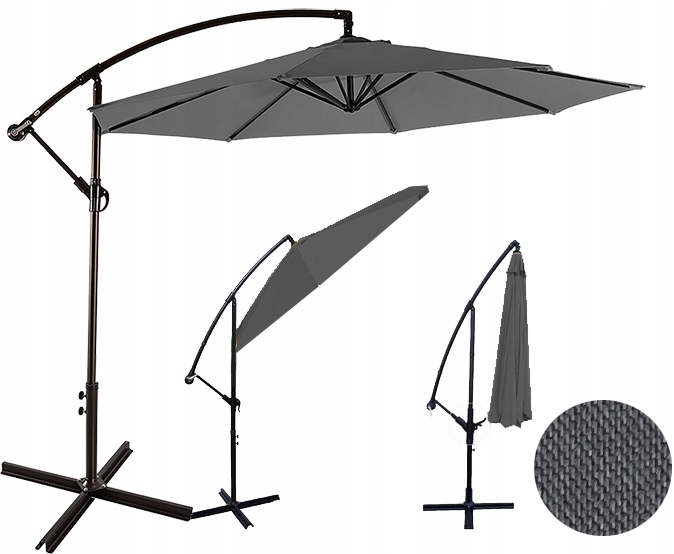 

Parasol Ogrodowy Składany Duży 300cm Szary Ciemny