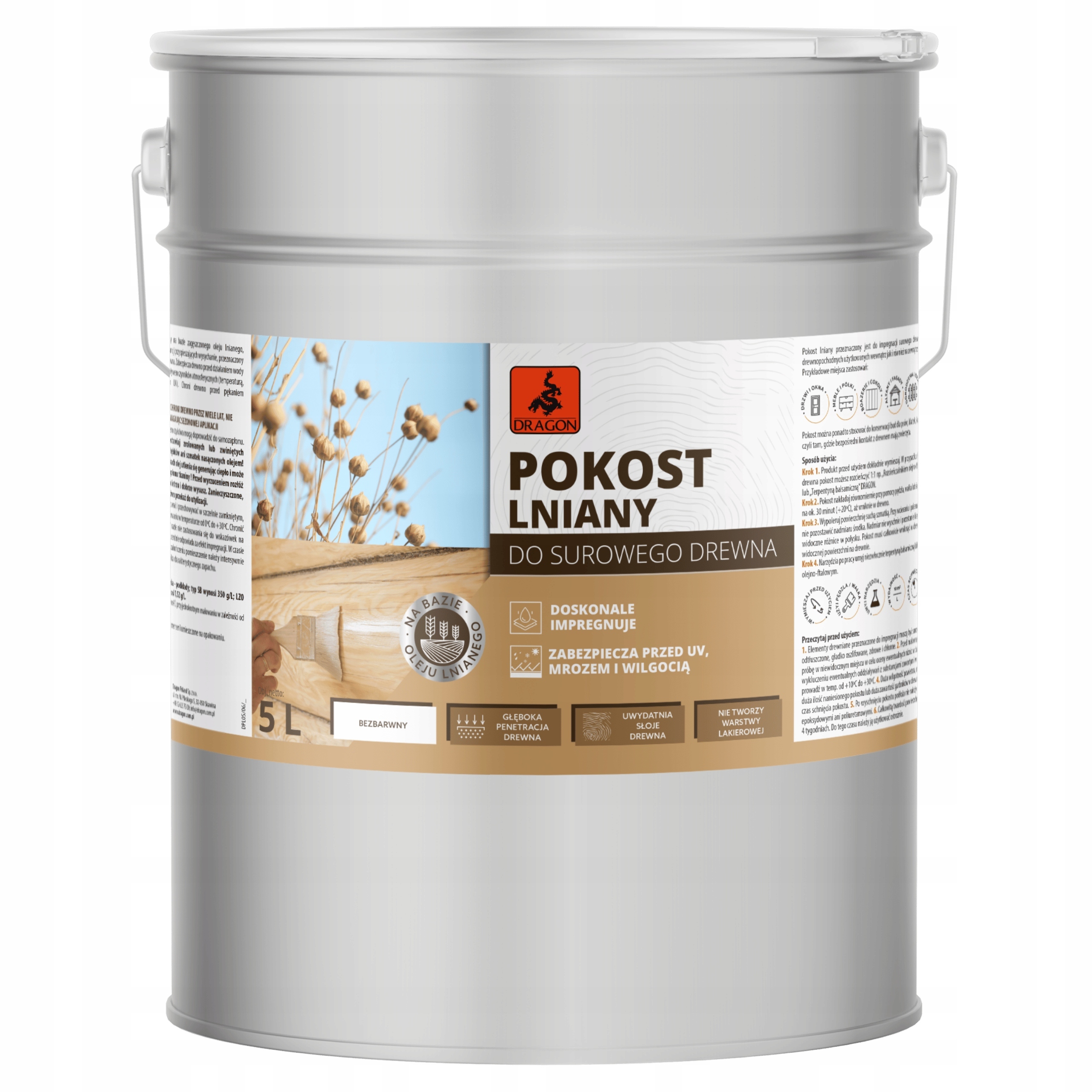 Dragon Ľanový Pokost 5 L Podkladová Báza Na Drevo