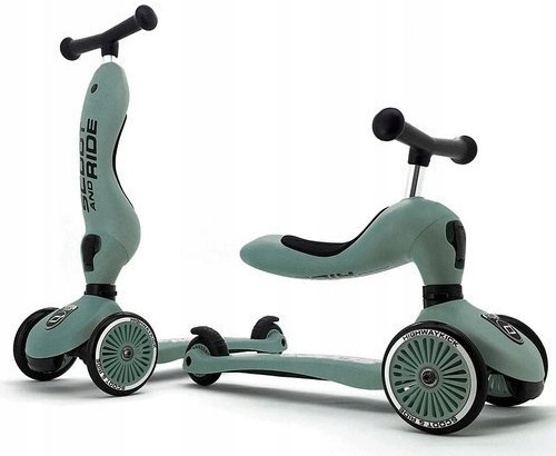 SCOOTANDRIDE Forest ZESTAW HULAJNOGA Jeździk 2w1 + KASK z LED XXS do S 1+ Kolor Zielony