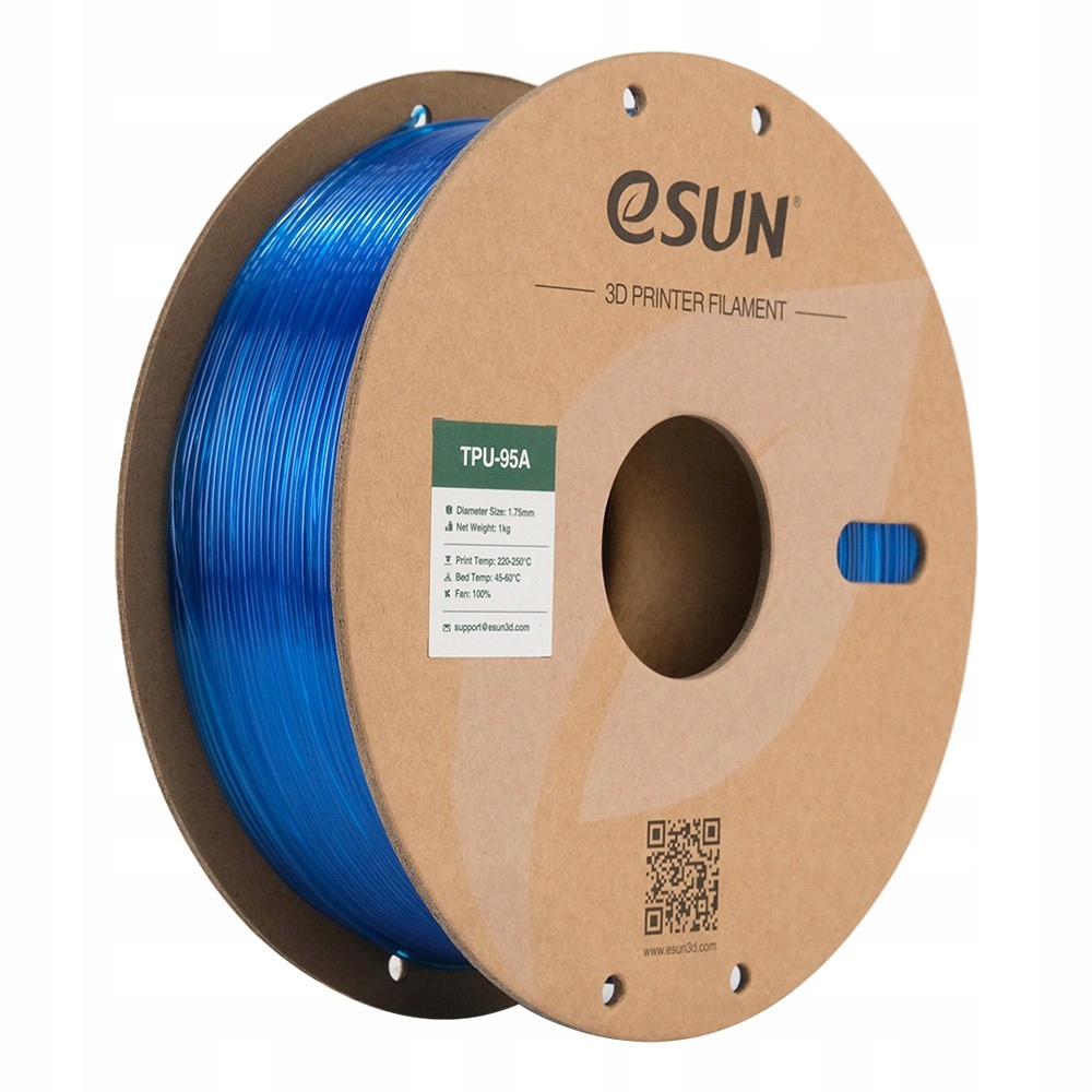 Filament eSUN TPU-95A Przezroczysty Niebieski Transparent Blue 1KG