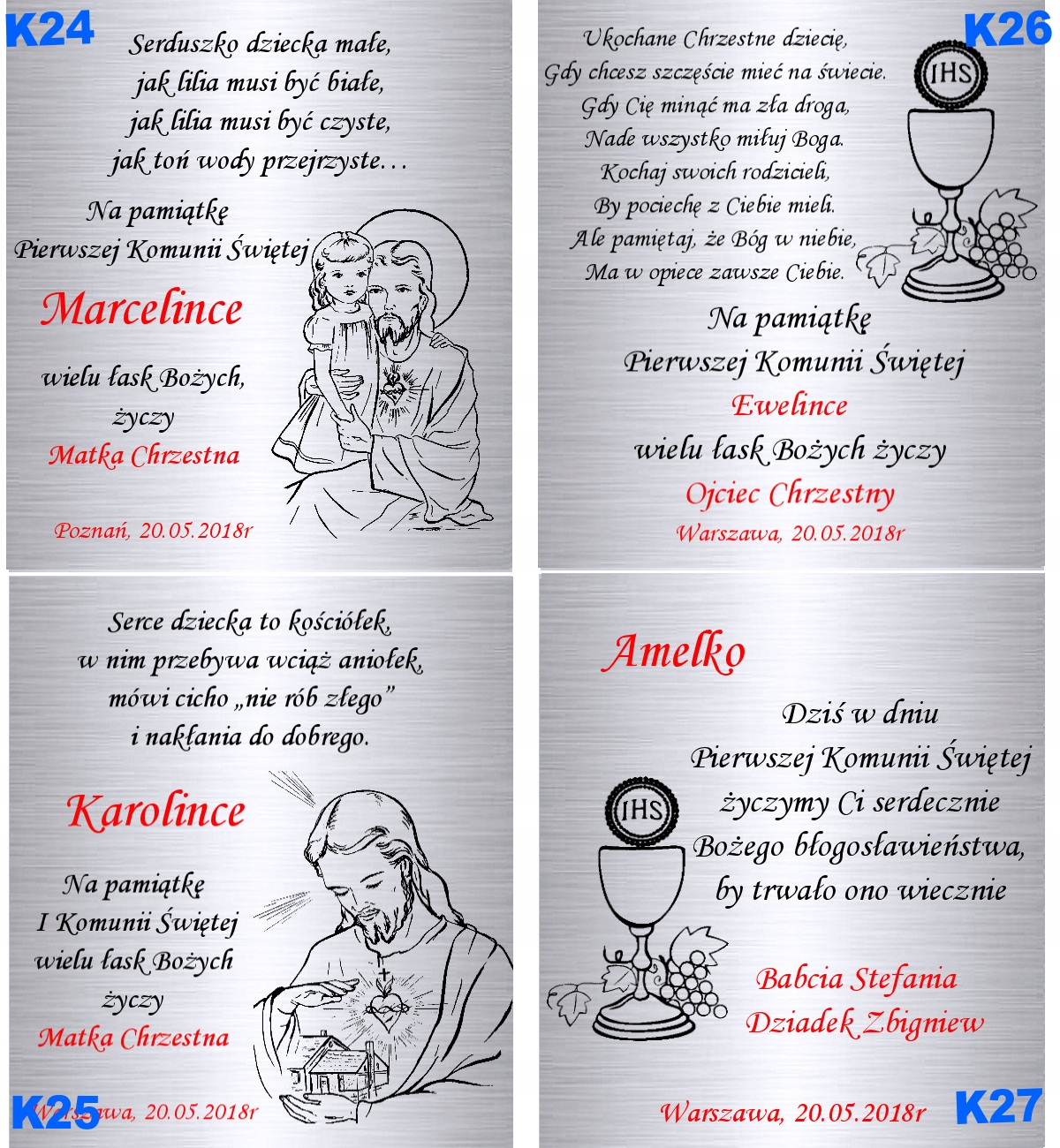 Łańcuszek SREBRO 925 Medalik Chrzest Komunia Bierzmowanie Grawer Próba srebra 925