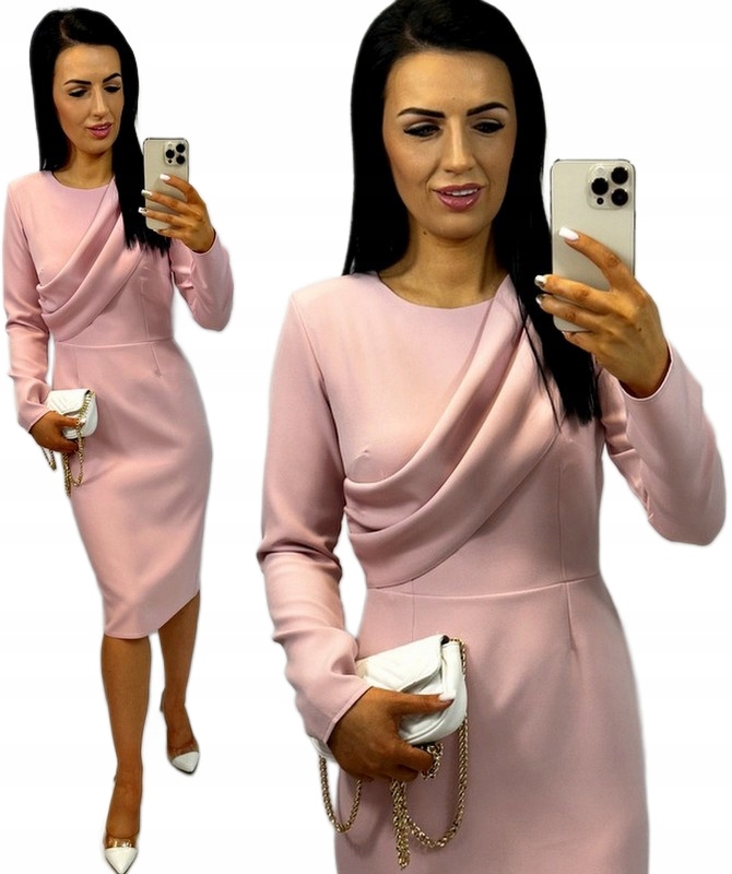 Dámské šaty na křtinové přijímání Svatební Hostina Elegantní Tužková Růžová M