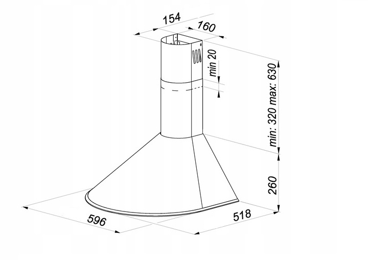 Okap Kuchenny KOMINOWY MAAN Mix 60cm Biały przyścienny LED Cichy Mocny Zakres klas efektywności energetycznej A - G