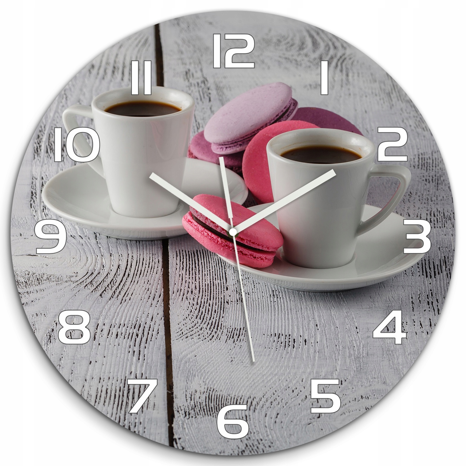 

Zegar ścienny ze szkła, duży Kawa i ciastka fi 60