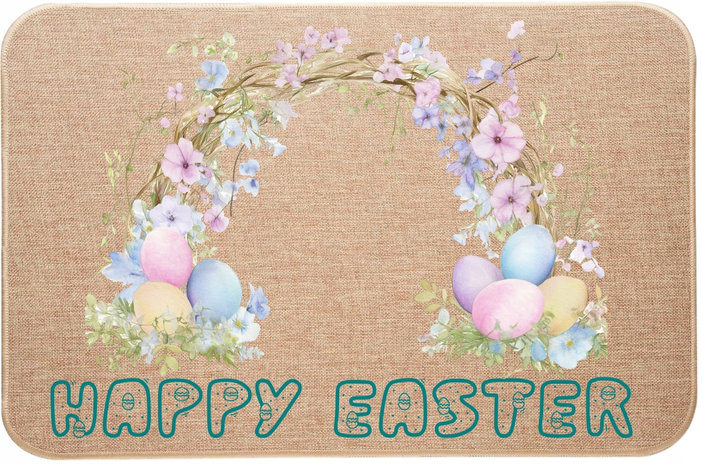Lněná Vstupní Rohožka na Velikonoce Happy Easter Ozdobné psaníčko
