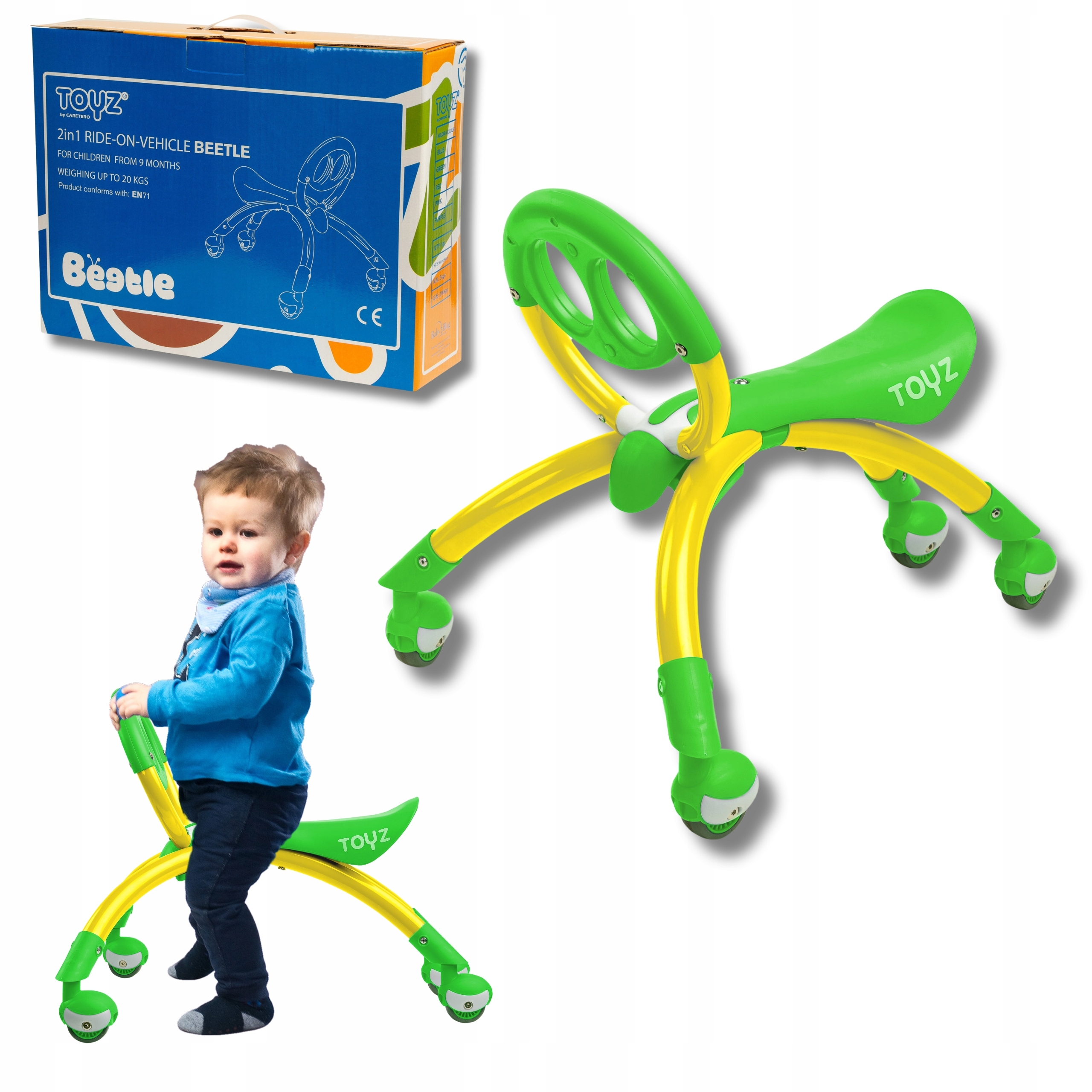 Jeździk Pchacz Toyz Beetle Zielony 9 Miesięcy Grawitacyjny Balansowy