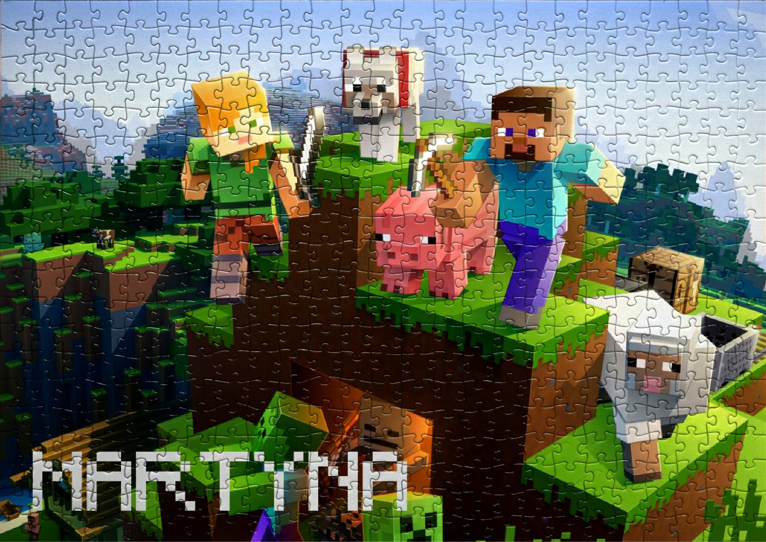 PUZZLE MINECRAFT + IMIĘ DZIECKA GRATIS A4 - 70el