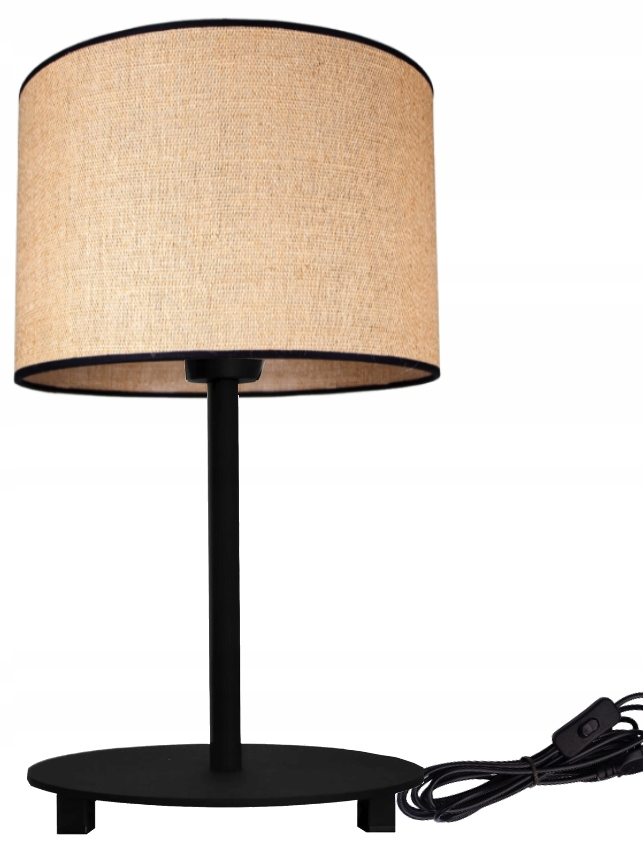

Lampka Nocna Biurkowa Druciana Abażur Juta Boho